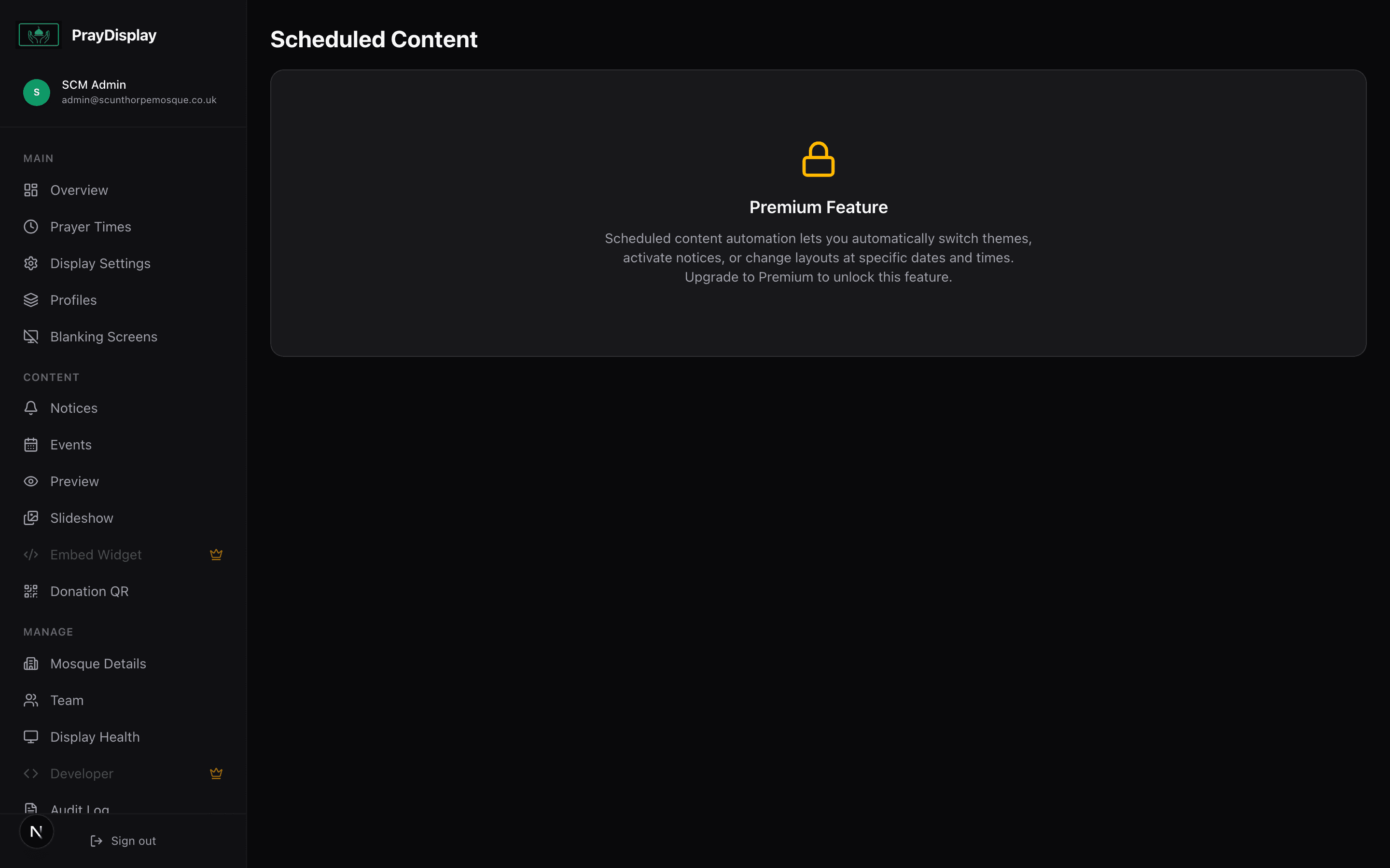 Scheduled Changes page showing active, upcoming, and expired changes
