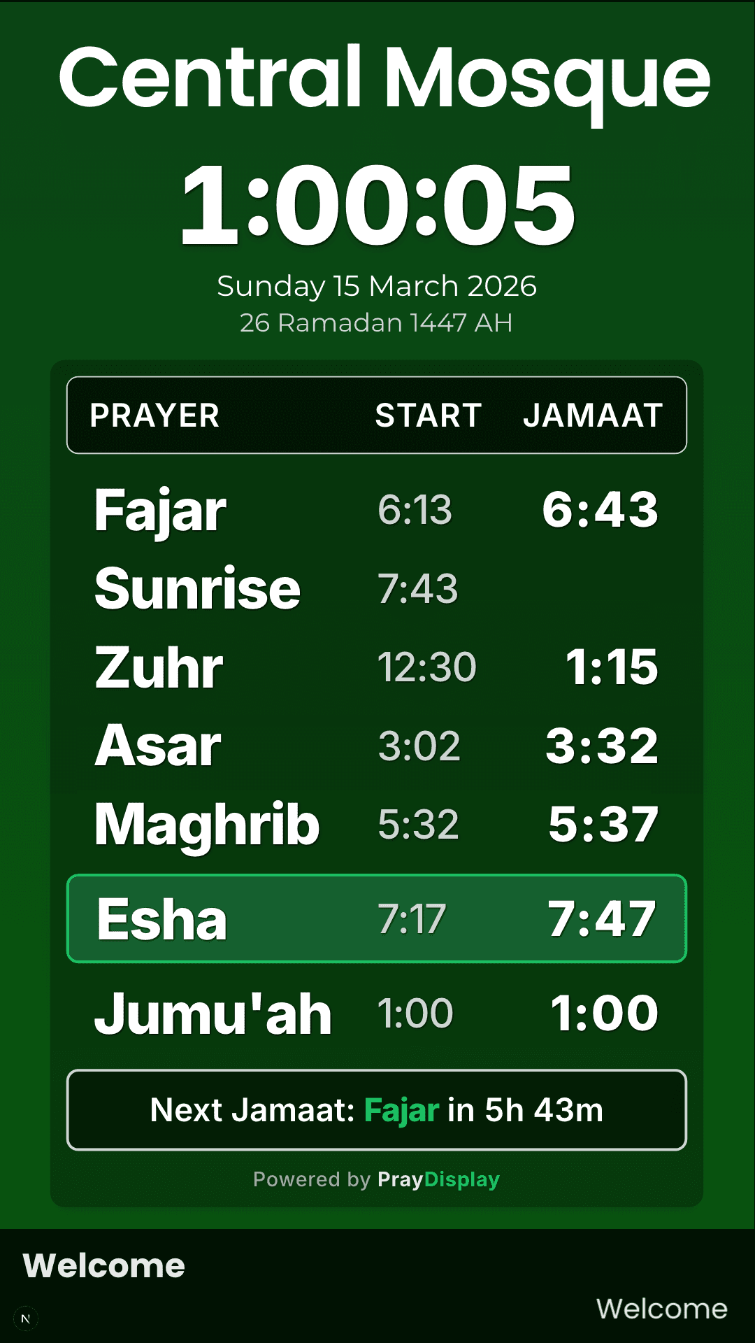 Portrait display layout